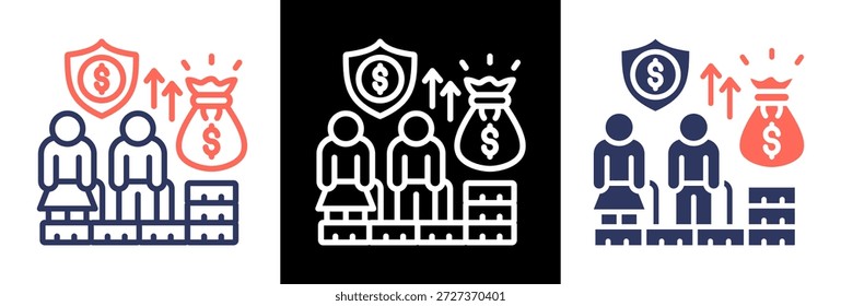 Ilustración vectorial triplestyle del icono del Plan de la jubilación