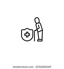 retirement plan insurance safety outline icon and illustration