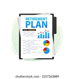 Retirement plan. Saving money for future. Diagrams and charts. Vector illustration.