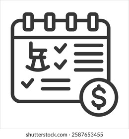 Retirement Planning Outline Icon Vector Illustration