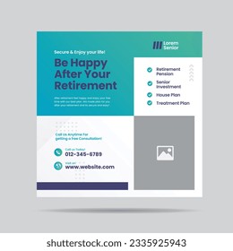 Retirement Planning Social Media post design or Senior investment and insurance post design