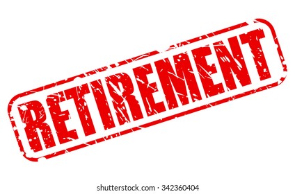 RETIREMENT red stamp text on white