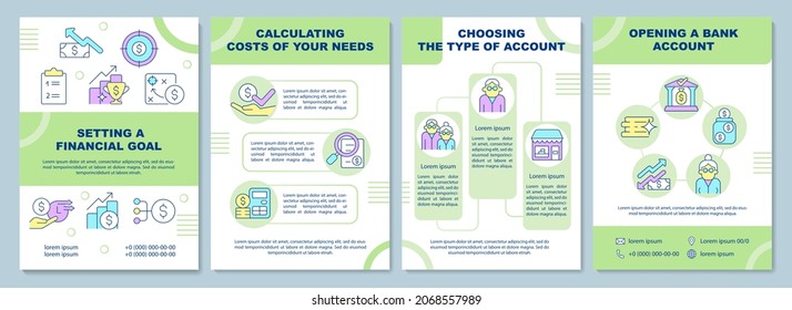 Retirement saving accounts brochure template. Account type choosing. Flyer, booklet, leaflet print, cover design with linear icons. Vector layouts for presentation, annual reports, advertisement pages