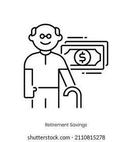 retirement savings icon. Outline style icon design isolated on white background