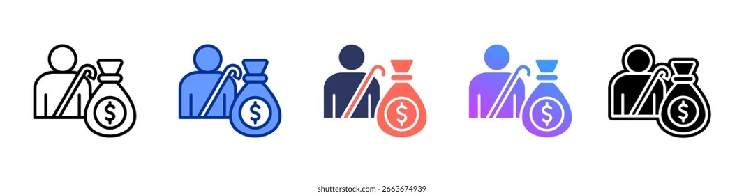 Retirement Savings icon sheet multiple style collection