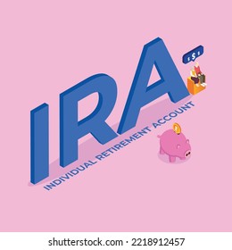 Retirement savings, pension fund, passive income isometric 3d vector illustration concept for banner, website, illustration, landing page, flyer, etc.