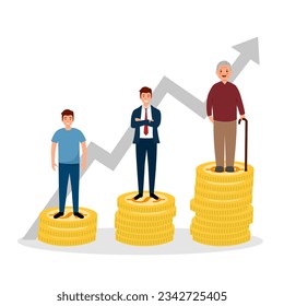 Konzept des Rentensparplans, Vektorgrafik. Pensionsfonds.