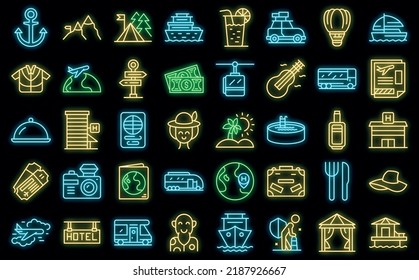 Retirement travel icons set outline vector. Health insurance safety. Medical travel policy