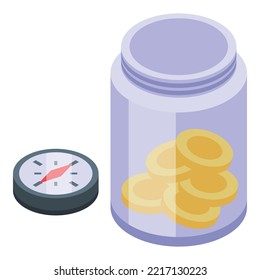 Retirement Travel Money Icon Isometric Vector. Old Man. Happy Person