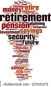 Retirement word cloud concept. Vector illustration