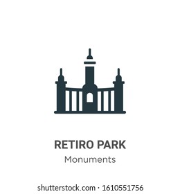 Retiro park glyph icon vector on white background. Flat vector retiro park icon symbol sign from modern monuments collection for mobile concept and web apps design.