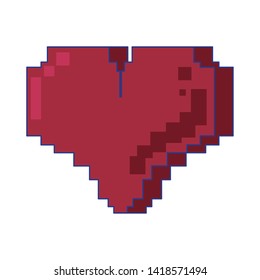 Retor videogame heart pixelated cartoon isolated vector illustration graphic design