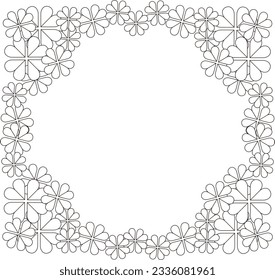 Retoro flower frame, psychedelic  and fashionable, line work