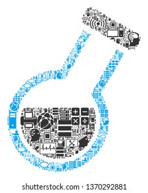 Retort composition icon organized for bigdata and computing purposes. Vector retort mosaics are combined from computer, calculator, connections, wi-fi, network,