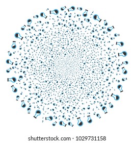 Retort fireworks globula. Object pattern constructed from random retort icons as exploding globula. Vector illustration style is flat iconic symbols.