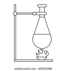 Retort stand, bunsen burner and test flask icon