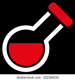 Retort vector icon. Style is bicolor flat symbol, red and white colors, rounded angles, black background.