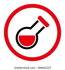 Retort vector icon. Style is bicolor flat rounded symbol, intensive red and black colors, rounded angles, white background.
