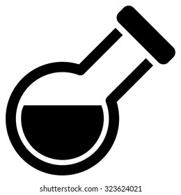 Retort vector icon. Style is flat symbol, black color, rounded angles, white background.