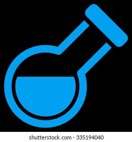 Retort vector icon. Style is flat symbol, blue color, rounded angles, black background.