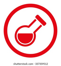 Retort vector icon. Style is flat rounded symbol, red color, rounded angles, white background.