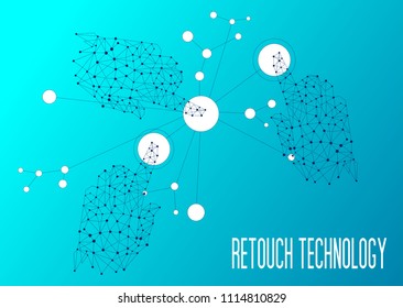 	
retouch technology, Innovations systems connecting people and robots devices. Future technologies in automatics cyborg systems and computers industry from awesome internet developments.