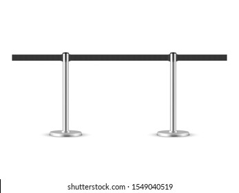 Retractable belt stanchion seamless illustration. Portable ribbon barrier.