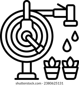 Retractable DIY Watering Tool vector icon design, Lawn and Gardening symbol, Farm and Plant sign, agriculture and horticulture equipment stock illustration, Water Hose Pipe With Spray Nozzle concept