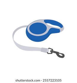 Retractable Dog Leash, Veterinary Flat Vector Illustration