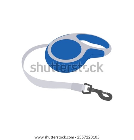 Retractable Dog Leash, Veterinary Flat Vector Illustration