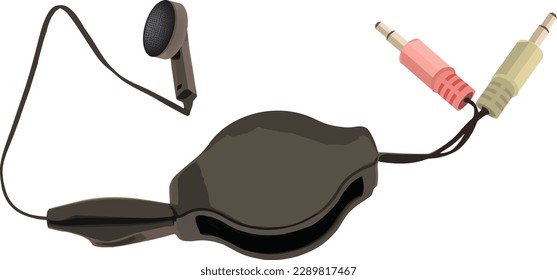 Retractable earphone for portable car radio-