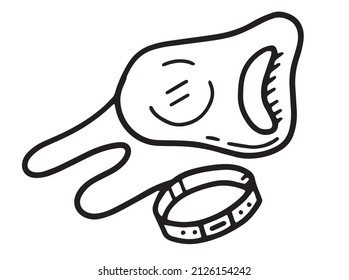 doodle de vector de línea de correa retráctil simple. ruleta. para perros y gatos. tienda de mascotas