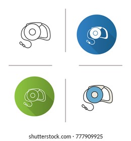 Retractable pet lead icon. Dog leash. Flat design, linear and color styles. Isolated vector illustrations