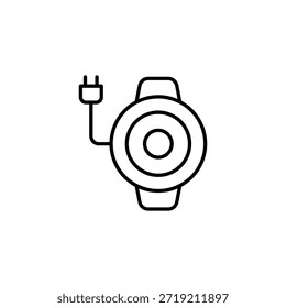 Carrete de cable de alimentación retráctil con icono de contorno de enchufe eléctrico