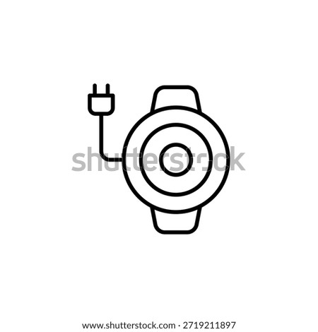 Retractable Power Cable Reel With Electric Plug Outline Icon