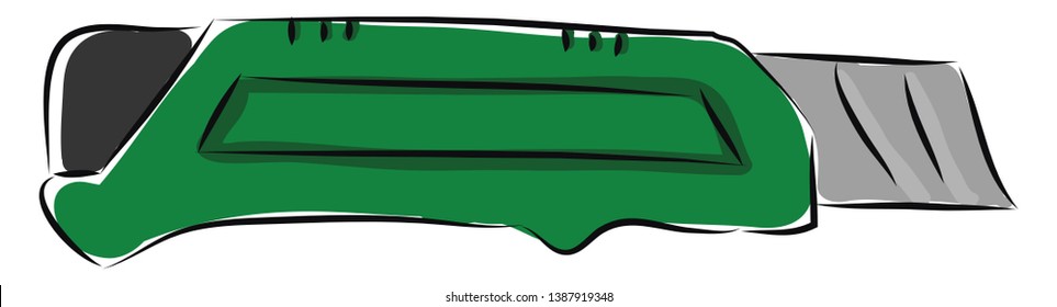Retractable scalpel knife with green handle illustration vector on white background