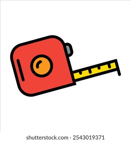 Retractable Tape Measure Carpenter Wood Working Tool Icon Vector Illustration