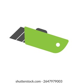 Ícone de faca utilitário retrátil, design de vetor plano da ferramenta da lâmina do cortador