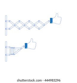 Retractable wall  bunching thumb up symbol, vector illustration.