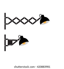Retractable wall lamp, vector illustration.