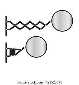 Retractable Wall Mirror, Vector Illustration.