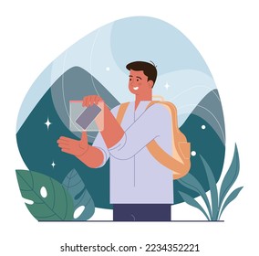 Retreat activities. Modern practice for body and mind wellness. Relaxation, yoga exercise, body and mind balance. Flat vector illustration