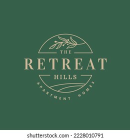 Retreat, Green ecology nature atmosphere, green apartment and any resident logo. Vector 