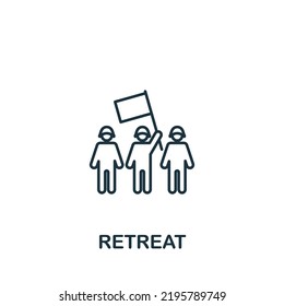 Retreat Icon. Line Simple Line War Icon For Templates, Web Design And Infographics