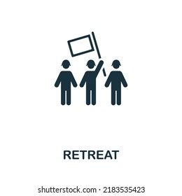 Retreat icon. Monochrome simple line War icon for templates, web design and infographics