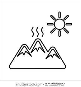 Iconos de glaciares en retirada. Ilustración de Vector de línea simple