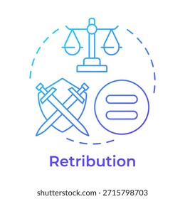Ícone de conceito de gradiente azul de retenção. Proporcionalidade da punição. Prevenção da criminalidade. Gerenciamento de correções. Ilustração de linha de forma redonda. Ideia abstrata. Design gráfico. Fácil de usar no livreto