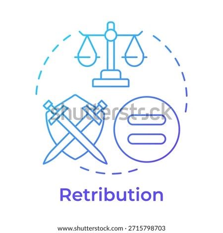 Retribution blue gradient concept icon. Punishment proportionation. Crime prevention. Corrections management. Round shape line illustration. Abstract idea. Graphic design. Easy to use in booklet