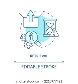 Retrieval Information In Brain Concept Turquoise Icon. Recall Knowledge. Memorize Abstract Idea Thin Line Illustration. Isolated Outline Drawing. Editable Stroke. Arial, Myriad Pro-Bold Fonts Used