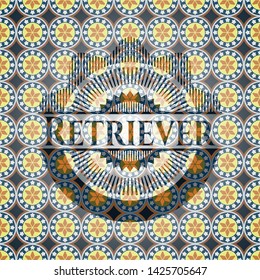 Retriever arabic emblem background. Arabesque decoration.